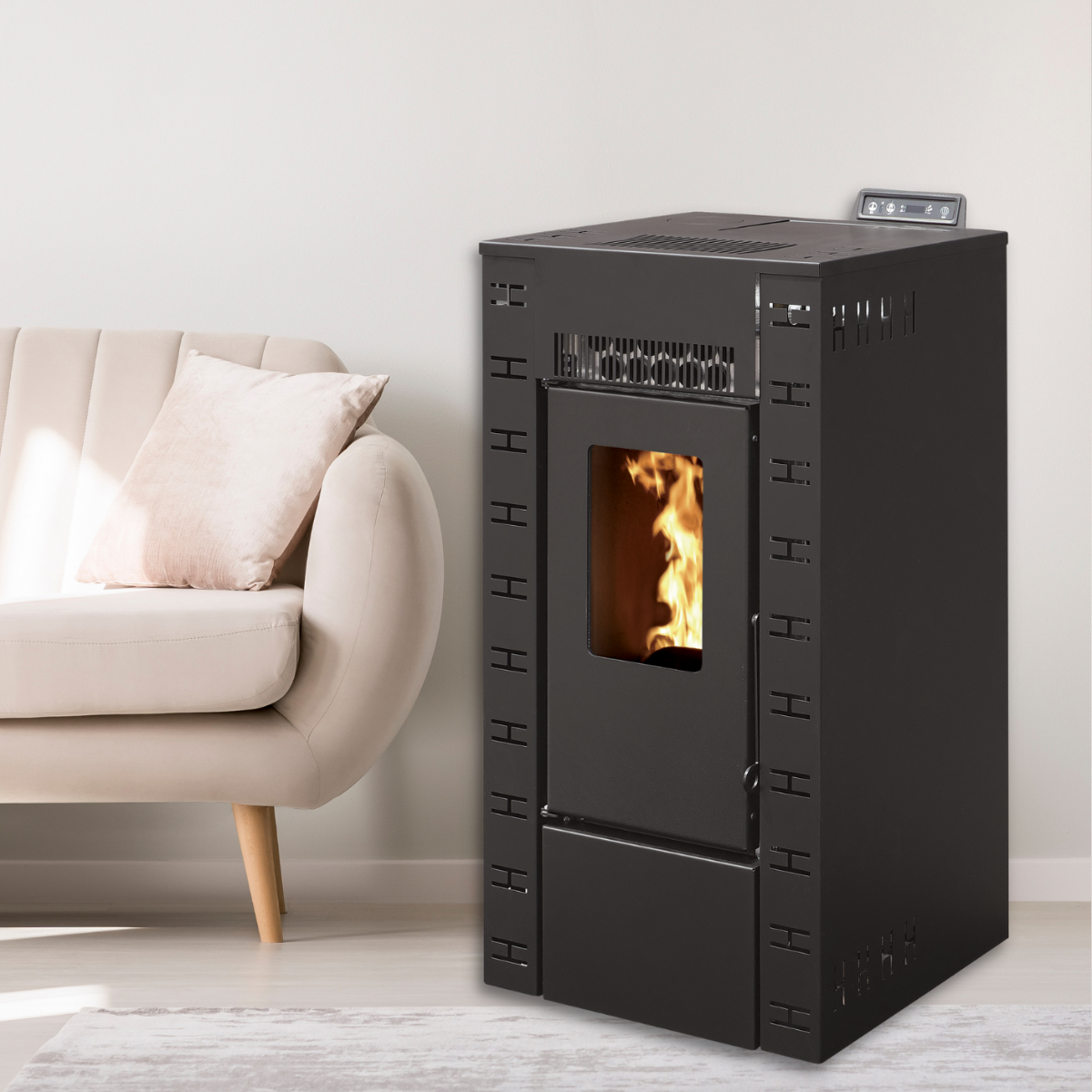 Poêle à Granulés Etanche EMAFLAM DALA 7,92 kw Noir avec wifi