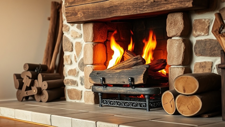 Bois de chauffage sec dans une cheminee