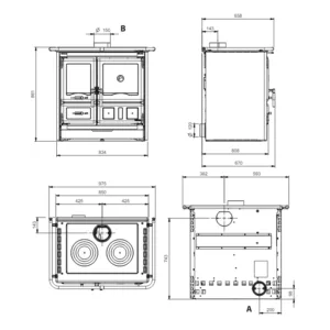 Cuisinière à bois Rosa L 5.0 Steel - Nean - 10 Kw