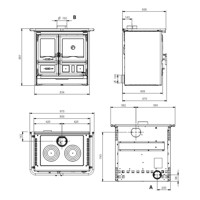 cuisiniere-a-bois-rosa-l-5-0-steel-nean1 Cuisinière à bois Rosa L 5.0 Steel - Nean - 10 Kw