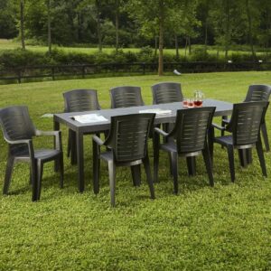 Dmora Rattan d'extérieur Susa, rectangulaire manger, table de jardin extensible