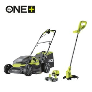 Pack tondeuse+coupe-bordure RYOBI One+ RLM18X33B40, 18V, l.33cm, 1 bat 4Ah