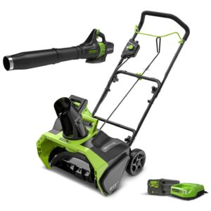 Souffleuse à neige sans fil Greenworks 60 V avec batterie 4 Ah – modèle 1309902