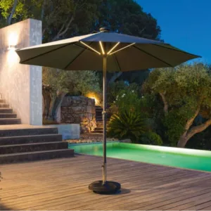 PARASOL GRIS ARDOISE AVEC ÉCLAIRAGE LED